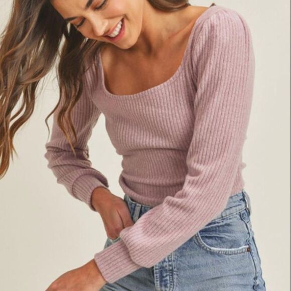 Lush Rose Water Open Back Sweater Medium - Picture 1 of 6